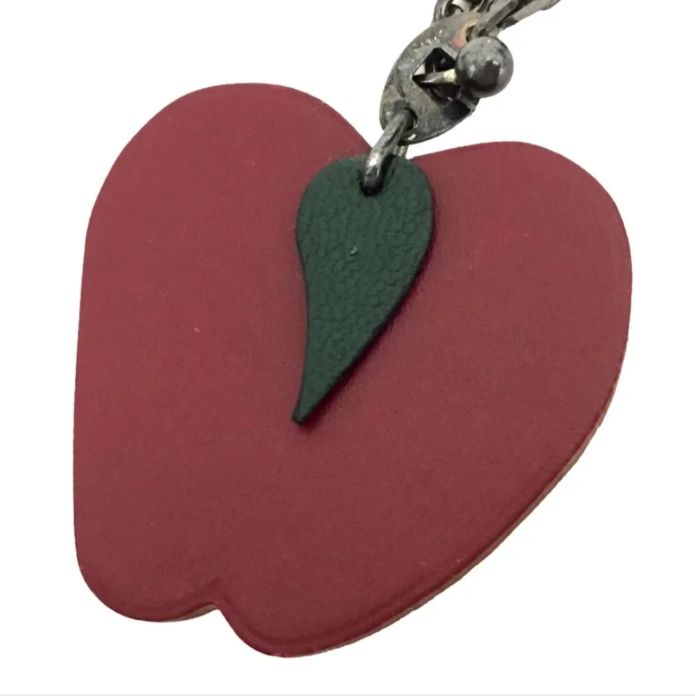 HERMES APPLE MOTIF LEATHER FRUIT BAG CHARM